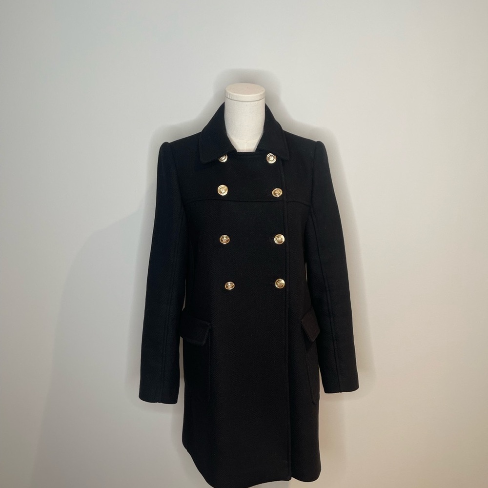Zara Black Wool Double-Breasted Women's Coat Jacket size Small